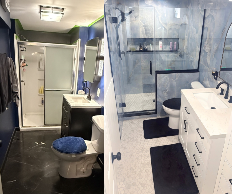 Before & After Fully Custom Walk-In Tile Shower/Bathroom Upgrade